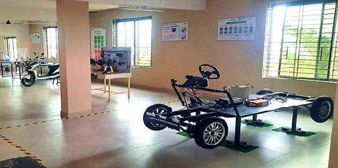 Electric two-wheelers and an open electric-vehicle chassis in the EV laboratory